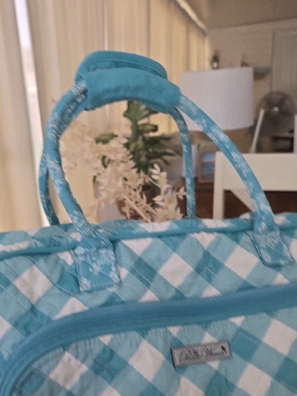 The Pioneer Woman Turquoise and White Quilted Travel Tote - Picture 4 of 6